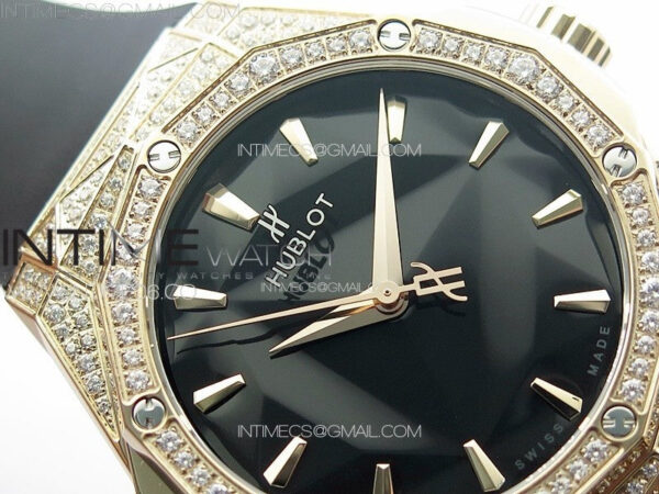 Classic Fusion Orlinski RG Full Diamonds APSF 1:1 Best Edtion Black Faceted Dial on Black Rubber Strap A2892 – Bild 7