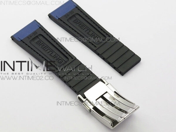 Breitling Blue Gummy Rubber Strap 24/20 + Genuine Clasp – Bild 2