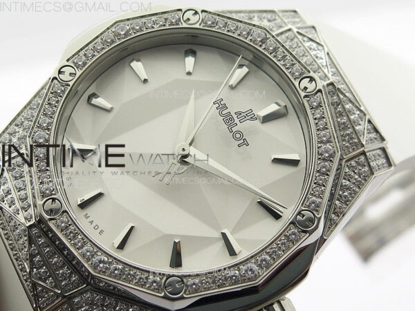 Classic Fusion Orlinski SS Full Diamonds APSF 1:1 Best Edtion White Faceted Dial on White Rubber Strap A2892 – Bild 4