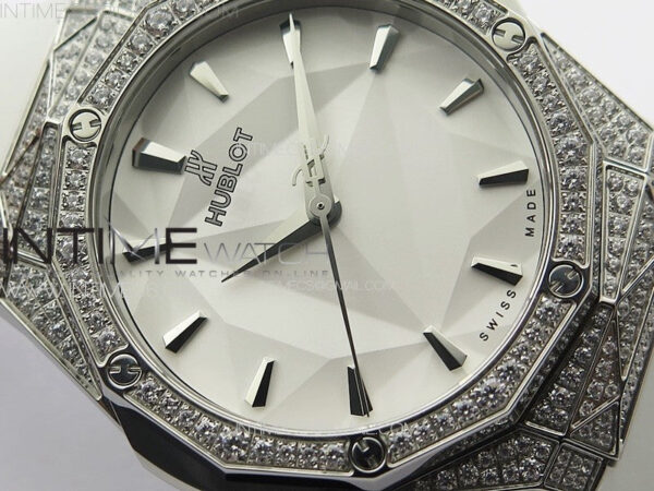 Classic Fusion Orlinski SS Full Diamonds APSF 1:1 Best Edtion White Faceted Dial on White Rubber Strap A2892 – Bild 7