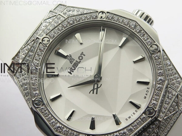 Classic Fusion Orlinski SS Full Diamonds APSF 1:1 Best Edtion White Faceted Dial on White Rubber Strap A2892 – Bild 8