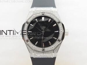 Classic Fusion Orlinski SS Full Diamonds APSF 1:1 Best Edtion Black Faceted Dial on Black Rubber Strap A2892