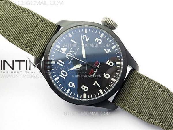 Big Pilot IW329801 Real Ceramic M+F 1:1 Best Edition Black Dial on Green Calfskin Strap SEIKO 8N-24 – Bild 2