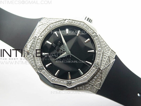 Classic Fusion Orlinski SS Full Diamonds APSF 1:1 Best Edtion Black Faceted Dial on Black Rubber Strap A2892 – Bild 2