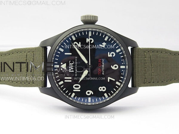 Big Pilot IW329801 Real Ceramic M+F 1:1 Best Edition Black Dial on Green Calfskin Strap SEIKO 8N-24 – Bild 3