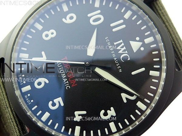Big Pilot IW329801 Real Ceramic M+F 1:1 Best Edition Black Dial on Green Calfskin Strap SEIKO 8N-24 – Bild 4