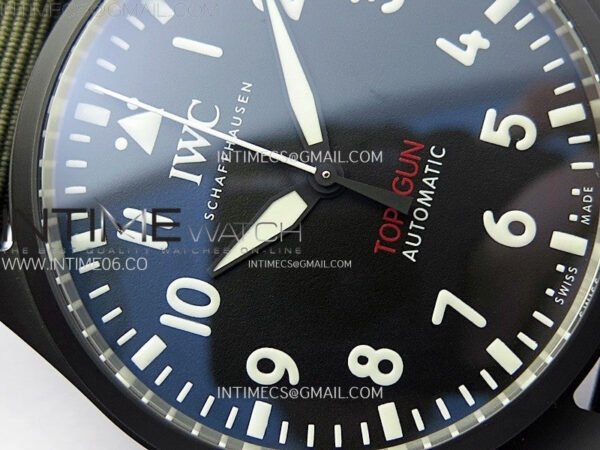 Big Pilot IW329801 Real Ceramic M+F 1:1 Best Edition Black Dial on Green Calfskin Strap SEIKO 8N-24 – Bild 6