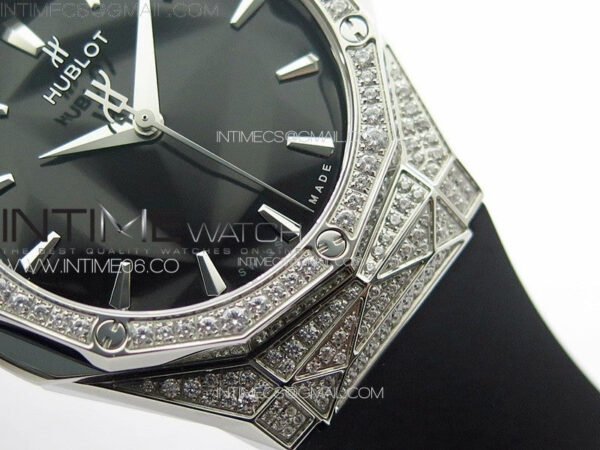 Classic Fusion Orlinski SS Full Diamonds APSF 1:1 Best Edtion Black Faceted Dial on Black Rubber Strap A2892 – Bild 6