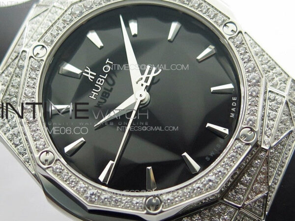 Classic Fusion Orlinski SS Full Diamonds APSF 1:1 Best Edtion Black Faceted Dial on Black Rubber Strap A2892 – Bild 7