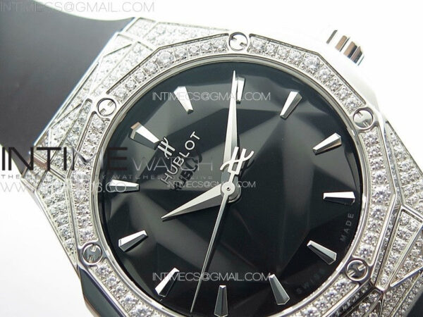 Classic Fusion Orlinski SS Full Diamonds APSF 1:1 Best Edtion Black Faceted Dial on Black Rubber Strap A2892 – Bild 8