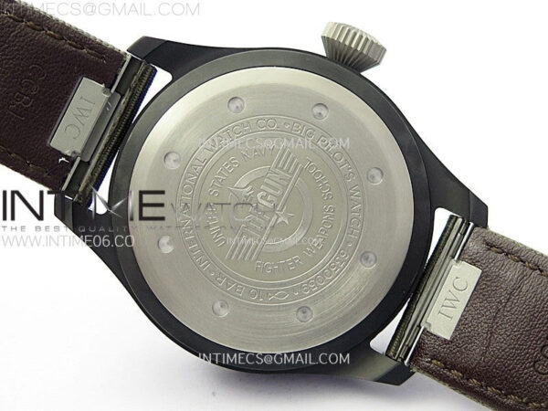 Big Pilot IW329801 Real Ceramic M+F 1:1 Best Edition Black Dial on Green Calfskin Strap SEIKO 8N-24 – Bild 18