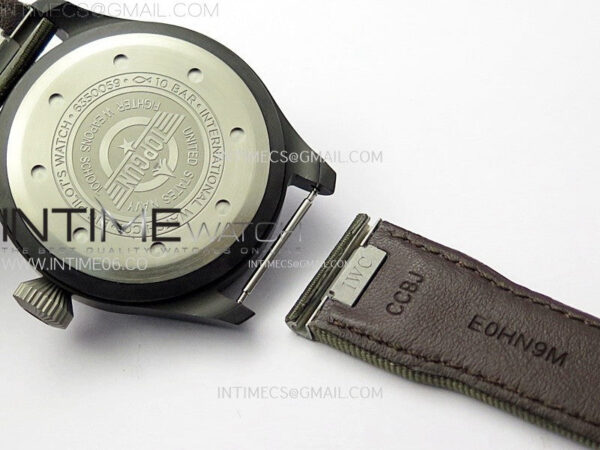 Big Pilot IW329801 Real Ceramic M+F 1:1 Best Edition Black Dial on Green Calfskin Strap SEIKO 8N-24 – Bild 20
