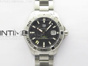 Aquaracer Calibre 5 44mm TARF 1:1 Best Edition Black Dial SS Bezel on SS Bracelet SW200
