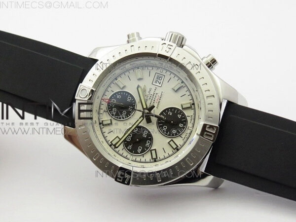 Challenger Chronograph SS White Dial on Rubber Strap A7750 (Free rubber strap) – Bild 2