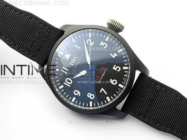 Big Pilot IW329801 Real Ceramic M+F 1:1 Best Edition Black Dial on Black Calfskin Strap SEIKO 8N-24 – Bild 2