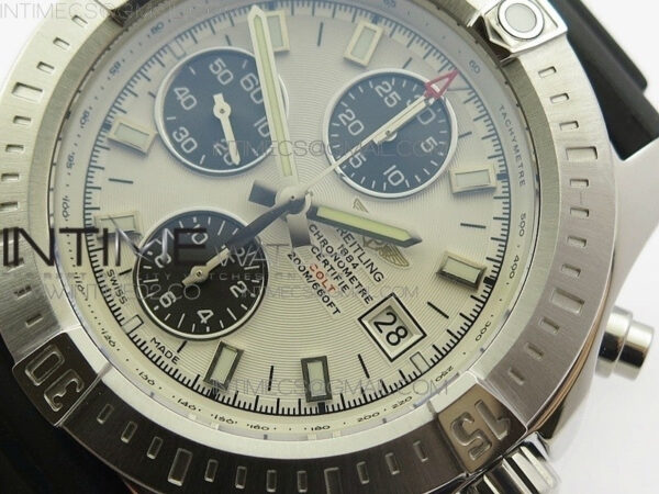 Challenger Chronograph SS White Dial on Rubber Strap A7750 (Free rubber strap) – Bild 4