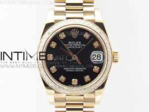 Datejust 31mm 278275 RG Dia Bezel BP Best Edition Black Crystal Markers Dial on RG President Bracelet