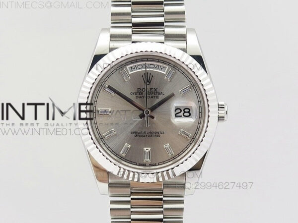 Day-Date 40 SS BP 1:1 Best 228239 Gray Diamond Sticks Dial on SS Bracelet
