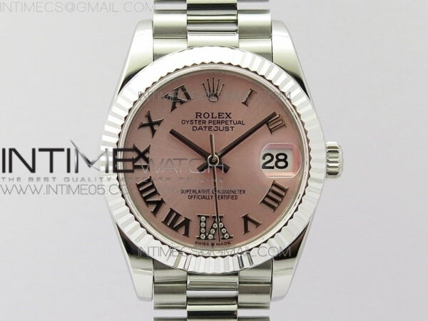 Datejust 31mm 278275 SS BP Best Edition Pink Roman Markers Dial(@6 Crystal Makrer) on SS President Bracelet
