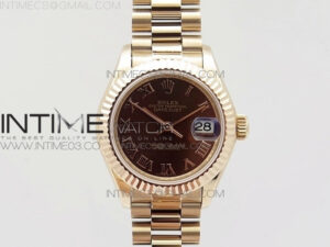 DateJust 28mm RG Diamond Bezel BP Best Edition Brown Dial Roman Markers on RG Bracelet ETA2671