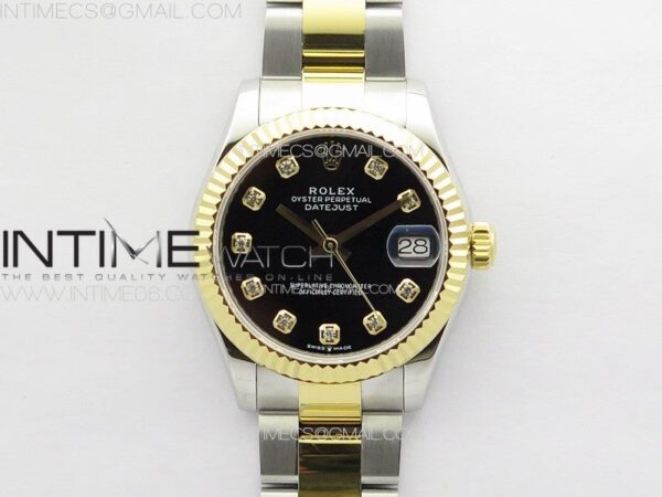 DateJust 31mm 178271 SS/YG APSF Best Edition Black Dial Crystal Markers on Oyster Bracelet A2824