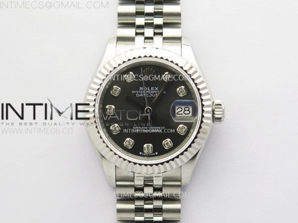 Datejust 28mm 279179 SS APSF Best Edition Gray Dial Crystals Markers on SS Jubilee Bracelet NH05