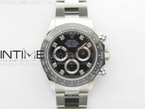 Daytona 116500LN APSF Black Dial Crystals Markers On SS BraceletSlim A7750