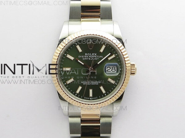 Datejust 36mm 116231 SS/RG BP 1:1 Best Edition Green Dial Stick Markers On SS/RG Oyster Bracelet A2824