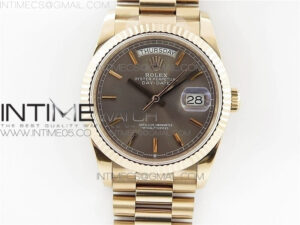 Day-Date 36 128239 RG BP Best Edition Gray Sticks Markers Dial on RG President Bracelet