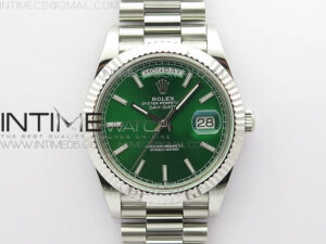 Day-Date 40mm 228239 BP New Dial Version 904 SS Green Stick Markers Dial on SS President Bracelet A2836