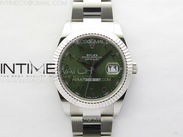 DateJust 41 126334 SS GMF 1:1 Best Edition Green Dial Arabic Markers on Oyster Bracelet