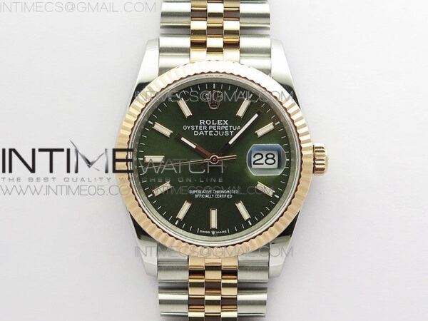Datejust 36mm 116231 SS/RG BP 1:1 Best Edition Green Dial Stick Markers On SS/RG Jubilee Bracelet A2824