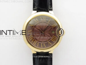 Ballon Bleu 42mm RG K3F 1:1 Best Edition Brown Texture Dial on Brown Leather Strap A2824
