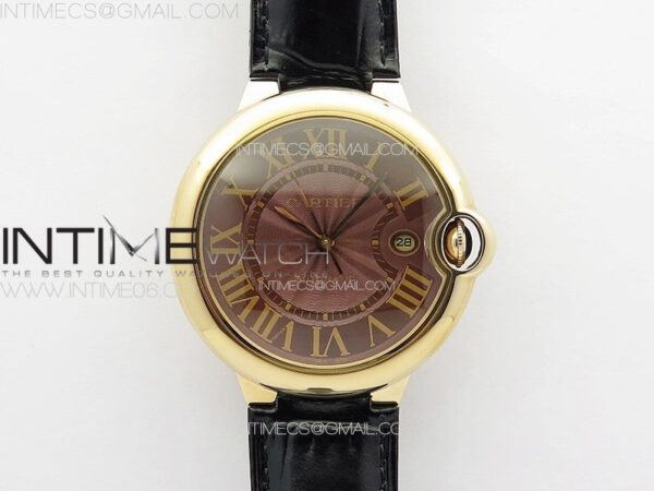 Ballon Bleu 42mm RG K3F 1:1 Best Edition Brown Texture Dial on Brown Leather Strap A2824