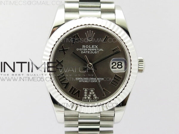 Datejust 31mm 278275 SS BP Best Edition Gray Roman Markers Dial(@6 Crystal Makrer) on SS President Bracelet
