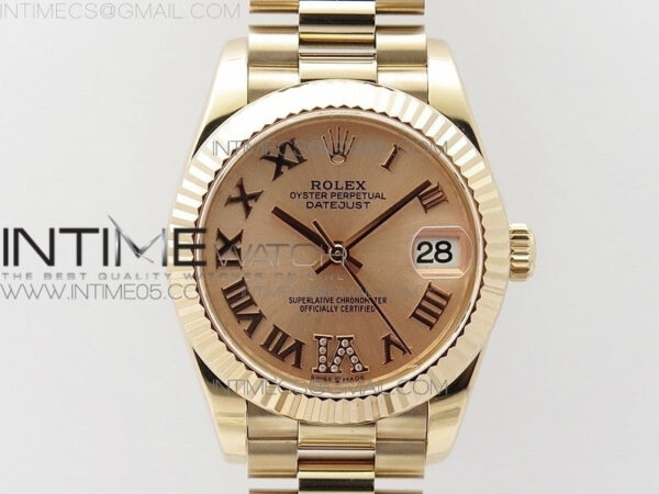 Datejust 31mm 278275 RG BP Best Edition RG Roman Markers Dial @6 Dia on RG President Bracelet
