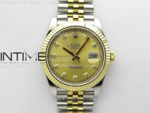 DateJust 41MM 126334 SS/YG APSF 1:1 Best Edition Gold Dial Crystal Markers on SS Jubilee Bracelet SA3235
