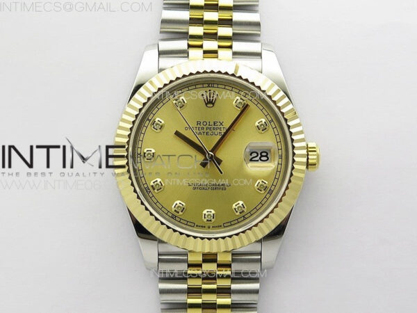 DateJust 41MM 126334 SS/YG APSF 1:1 Best Edition Gold Dial Crystal Markers on SS Jubilee Bracelet SA3235