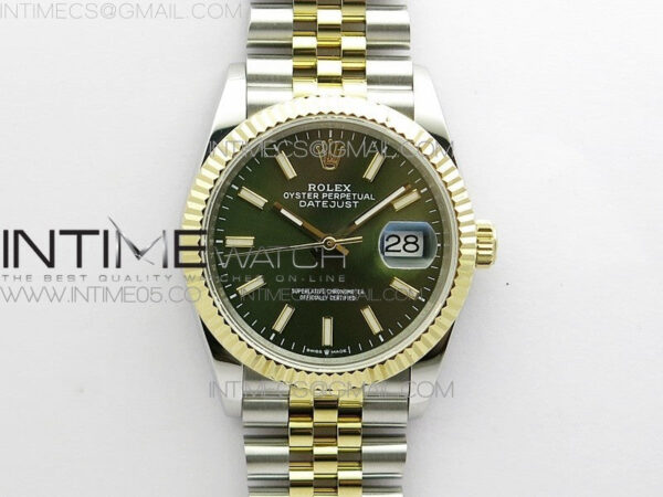 Datejust 36mm 116231 SS/YG BP 1:1 Best Edition Green Dial Stick Markers On SS/YG Jubilee Bracelet A2824