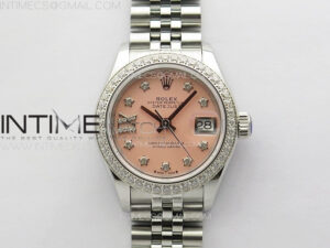 Datejust 28mm 279179 SS/Crystals APSF Best Edition Pink Dial Star Crystals Markers on SS Jubilee Bracelet NH05