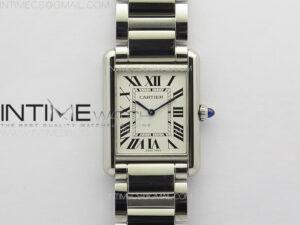 Tank Louis Ladies 25mm SS 8848F 1:1 Best Edition White Dial on SS Bracelet Ronda Quartz(Free leather strap)