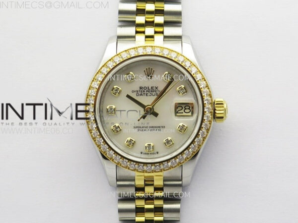 Datejust 28mm 279173 Crystals Bezel SS/YG APSF Best Edition Green Dial Crystals Markers on Jubilee Bracelet NH05