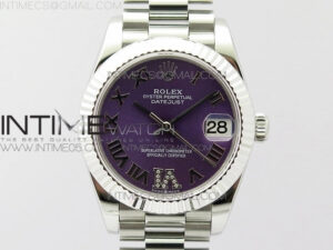 Datejust 31mm 278275 SS BP Best Edition Purple Roman Markers Dial(@6 Crystal Makrer) on SS President Bracelet