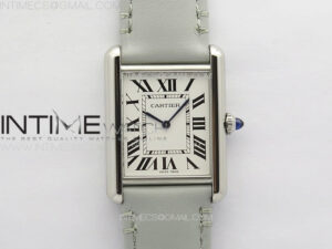 Tank Louis Ladies 25mm SS 8848F 1:1 Best Edition White Dial on GrayLeather Strap Ronda Quartz