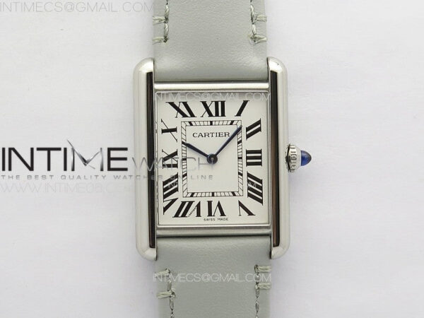 Tank Louis Ladies 25mm SS 8848F 1:1 Best Edition White Dial on GrayLeather Strap Ronda Quartz