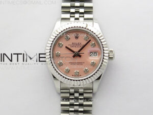 Datejust 28mm 279179 SS APSF Best Edition Pink Dial Crystals Markers on SS Jubilee Bracelet NH05