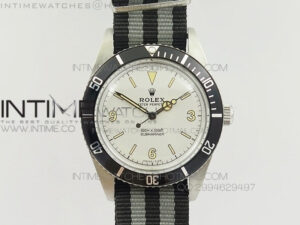 Vintage 1680 Submariner No Date SS White On White Nylon Strap