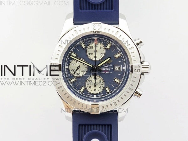 Challenger Chronograph SS Blue Dial on Rubber Strap A7750 (Free rubber strap)
