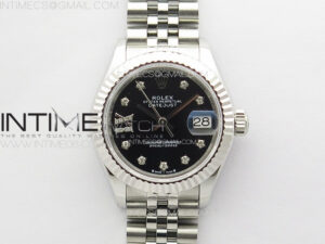 Datejust 28mm 279179 SS APSF Best Edition Black Dial Stars Crystals Markers on SS Jubilee Bracelet NH05
