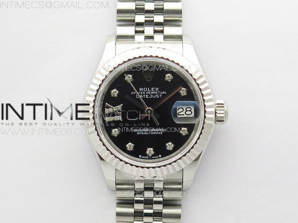 Datejust 28mm 279179 SS APSF Best Edition Black Dial Stars Crystals Markers on SS Jubilee Bracelet NH05